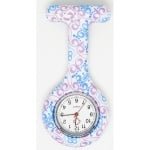 Reloj Prendedor Morado y Celeste