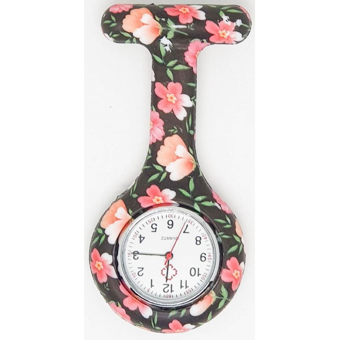 REP03-1-1.jpg Reloj Prendedor Negro con Flores - Image 1
